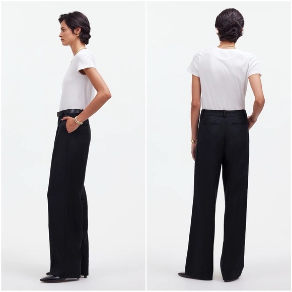 Madewell Trousers Slouchy Straight Pants in Drapey Twill True Black 10 NWT New - Picture 2 of 13